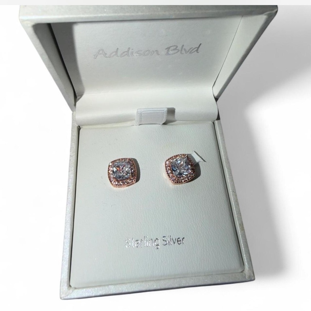 Addison Blvd Rose Gold Sterling Silver Studs